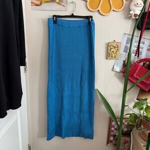 Free People Baywatch Ribbed Blue Maxi Skirt L